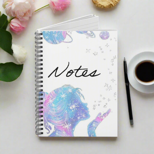 Girl blowing kiss water colour Spiral Notebook - Ruled Line