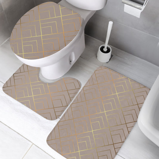 LuxeGold Geometric Bathmat Set 3Pcs.