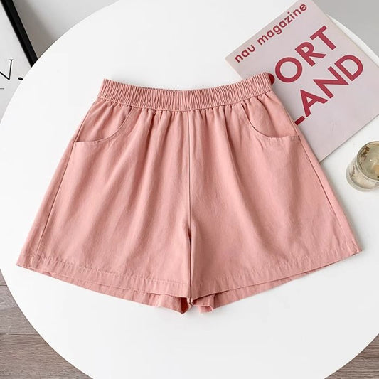 Casual Sports Shorts for Women Loose High-Waist Straight Leg A-Line Wide-Leg Three-Quarter Pants