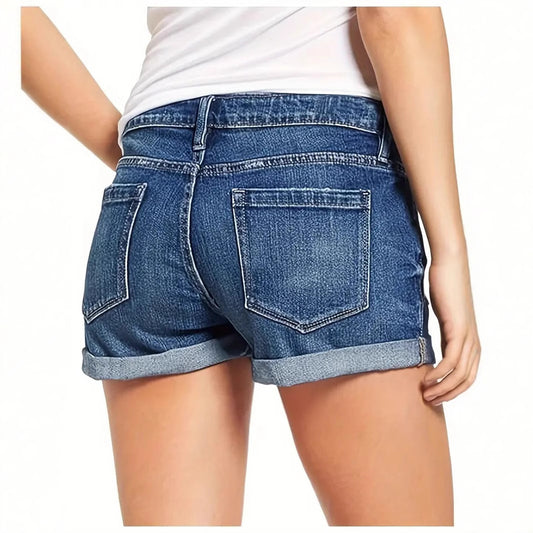 Women's Elastic Hole's High Waist Denim Shorts