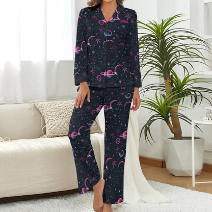 Crown Heart Women Long Pyjama Set