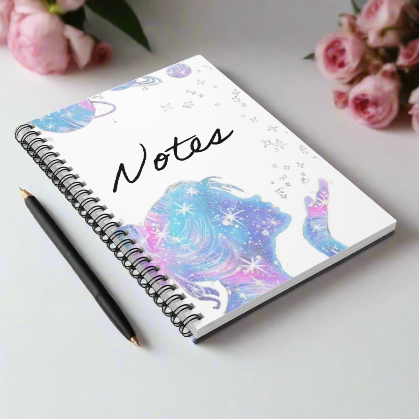 Girl blowing kiss water colour Spiral Notebook - Ruled Line