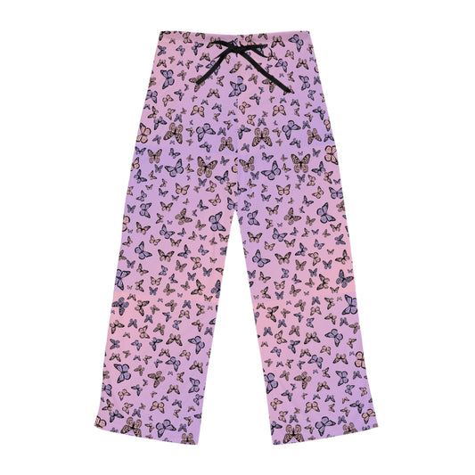 pink and purple butterfly's, Women's Pyjama Pants