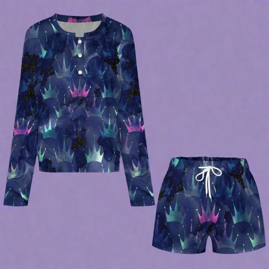 Serene Slumber Crown V-neck pyjama set