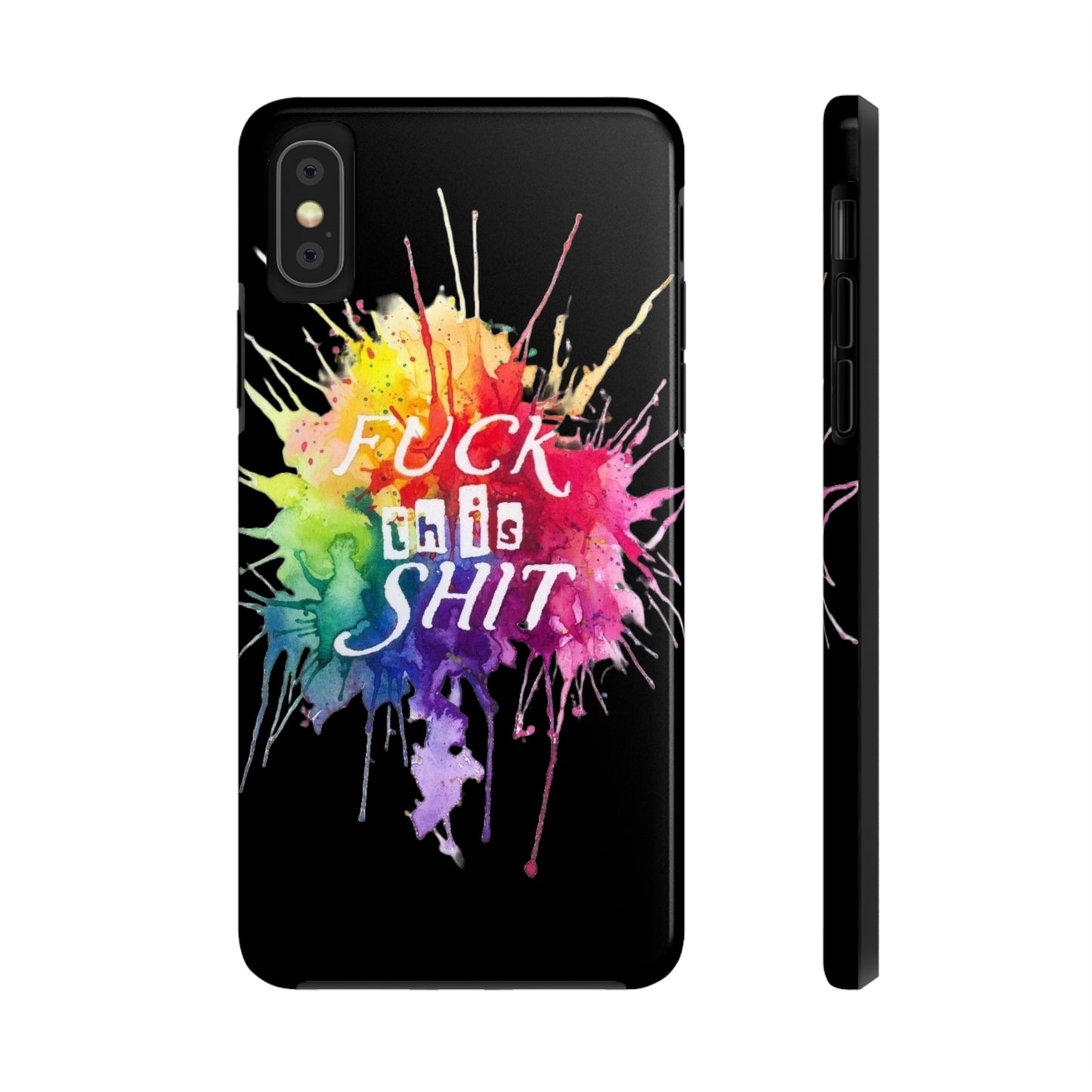 black fu*k this watercolour Tough Phone Cases