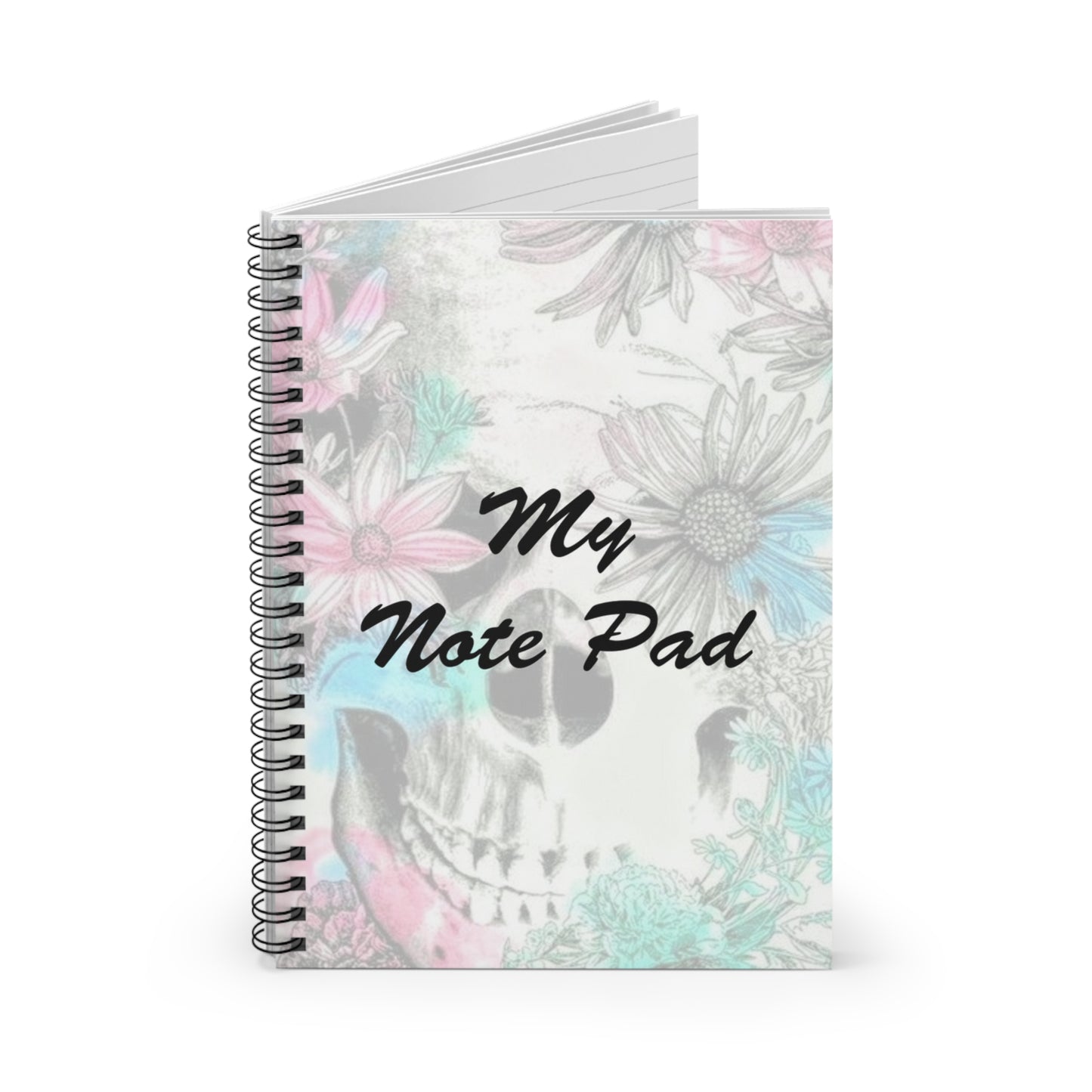 skull with flowers Spiral Notebook - Ruled Line