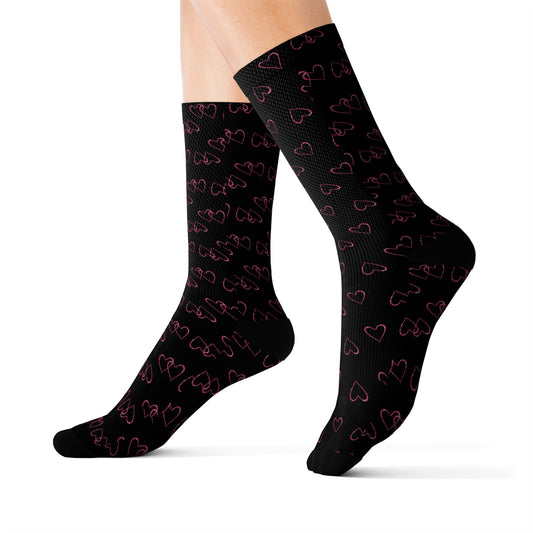 Women's Pink Hearts  Socks