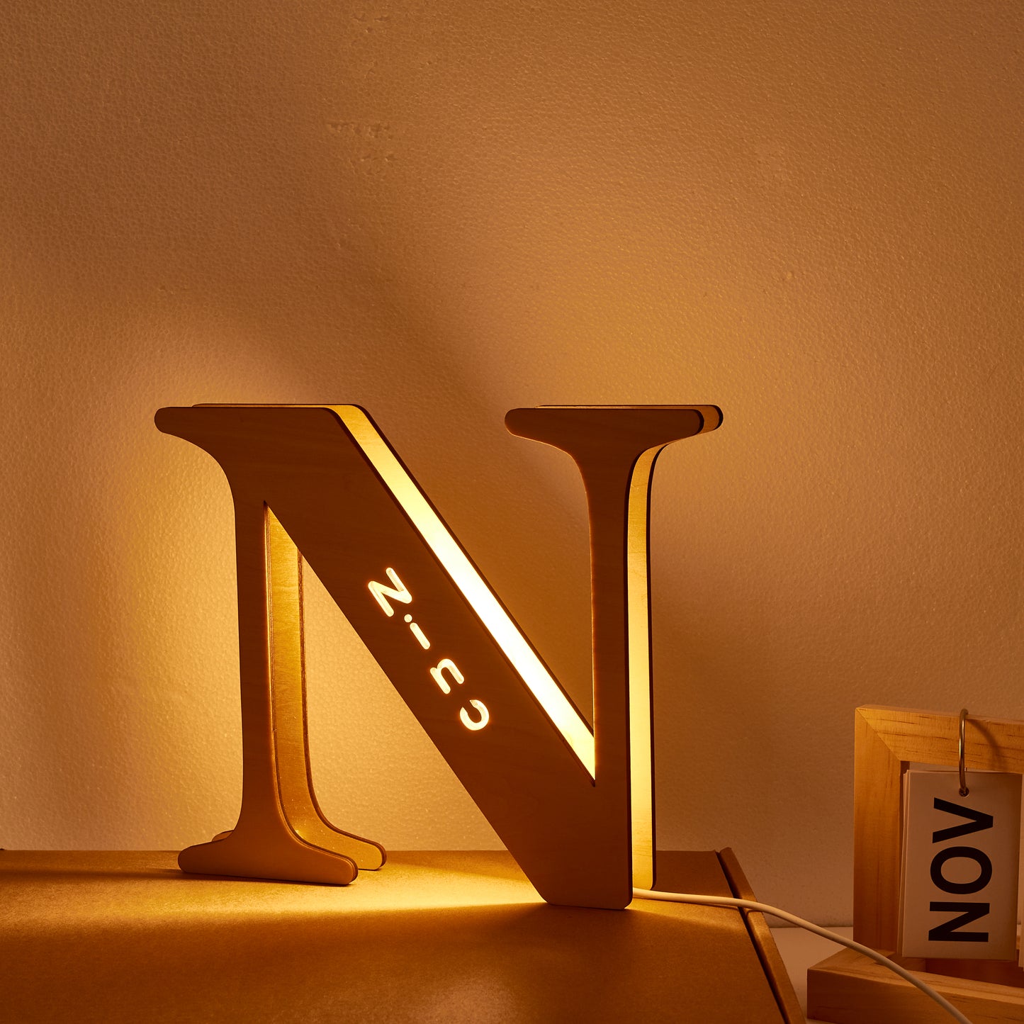 Personalised Wooden Letter Lamp Custom Name Alphabet Night Lights 19CM