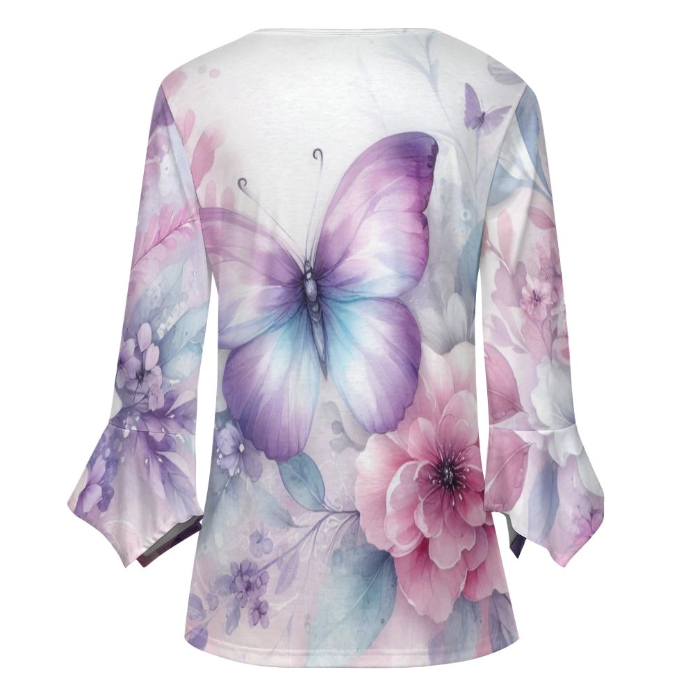 Blossom Chic Women's ruffled petal sleeve top