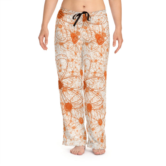 orange flowers Women's Pajama Pants (AOP)