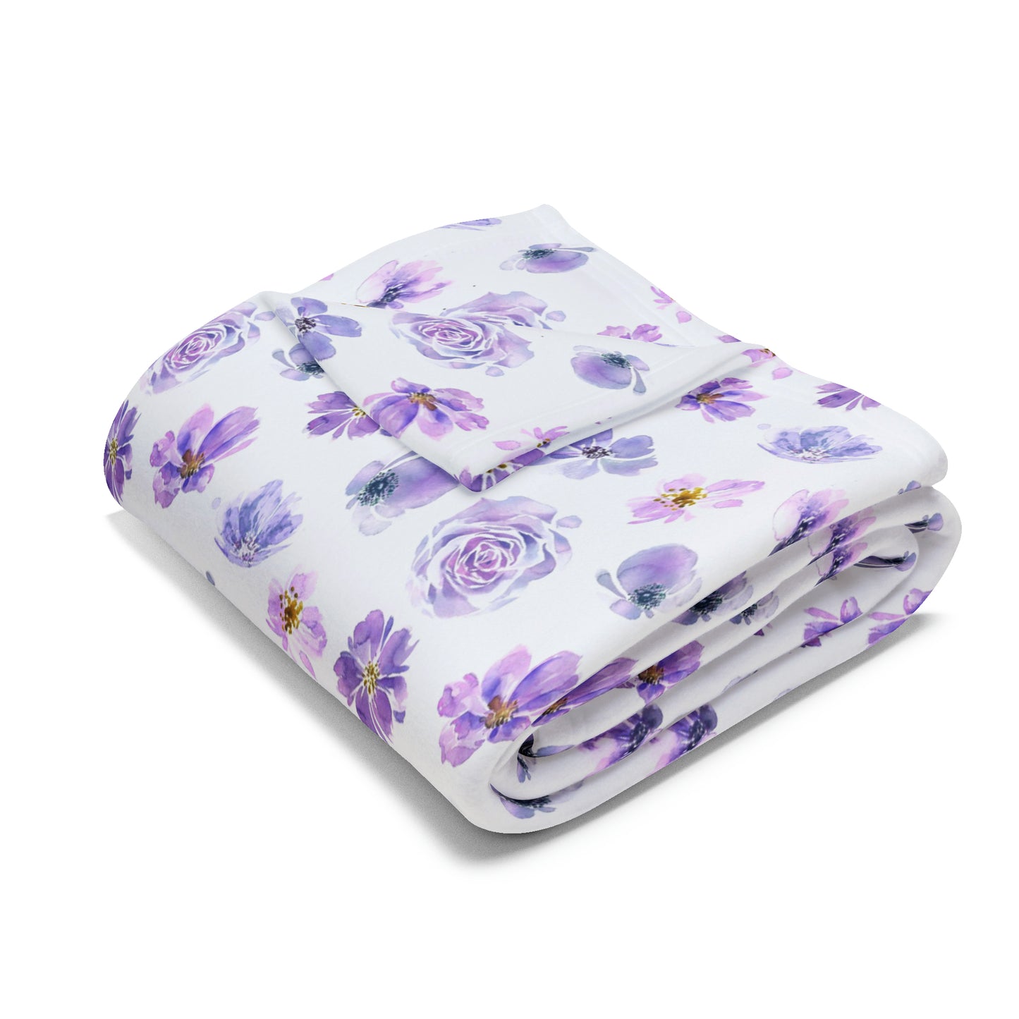 White And Purple Flowers Arctic Fleece Blanket