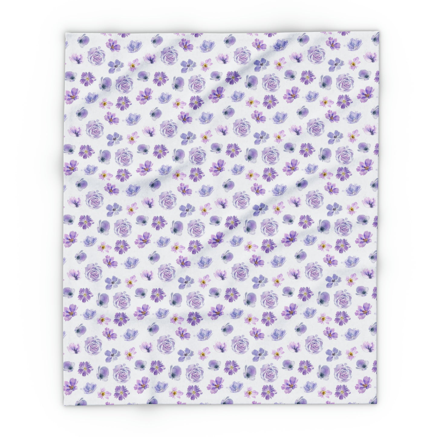 White And Purple Flowers Arctic Fleece Blanket
