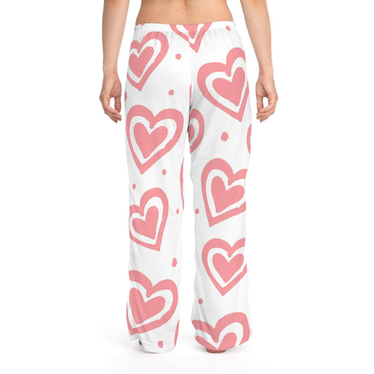 pink Hearts Women's Pyjama Pants (AOP)