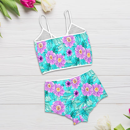 Teal and purple Cami-Top with Shorts Pyjama Set