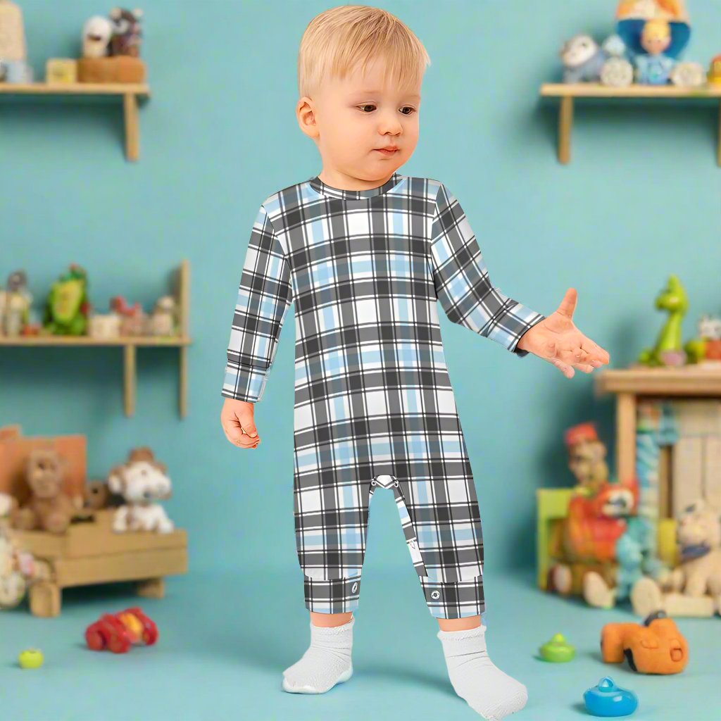 Baby Boy's Checkered Charm Romper!