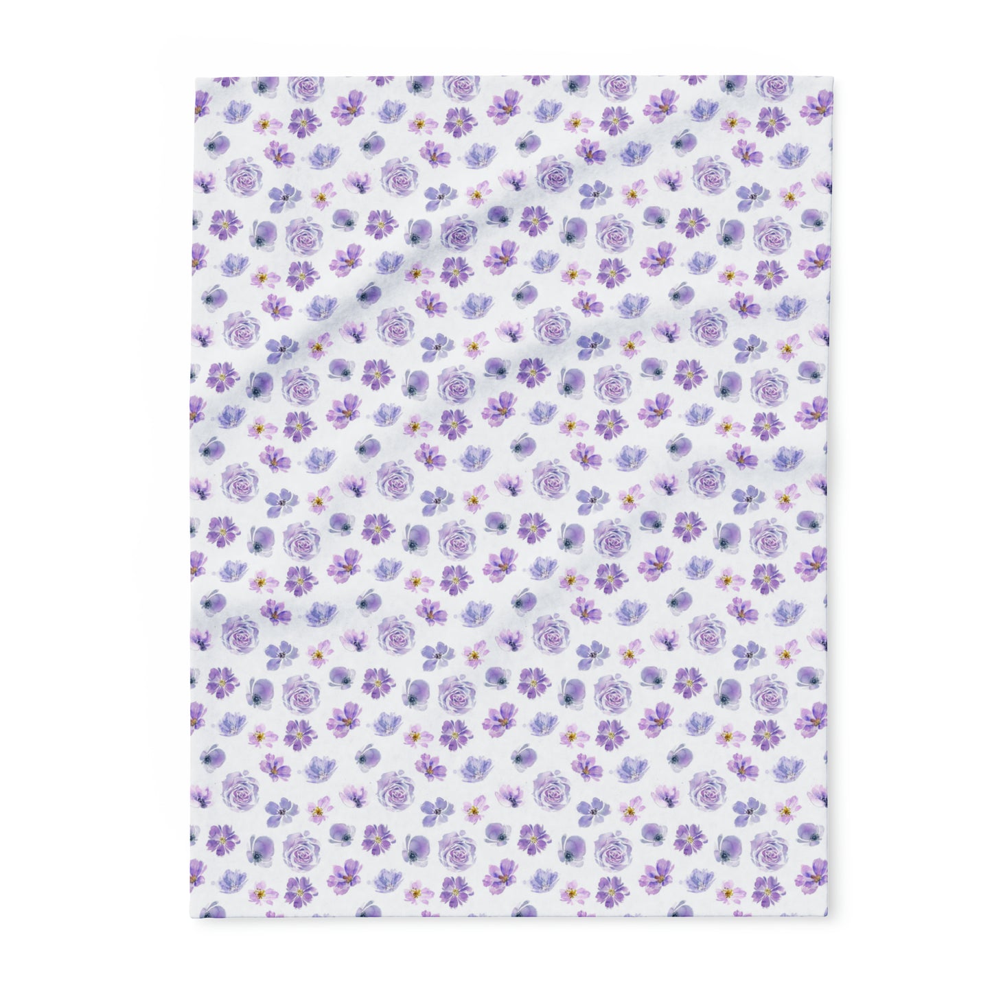 White And Purple Flowers Arctic Fleece Blanket