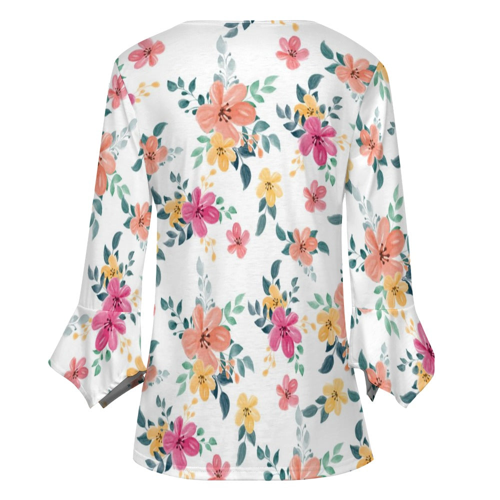 Blossom Chic Women's ruffled petal sleeve top