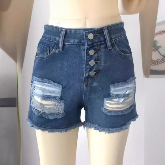 Broken hole tassel Style shorts for women