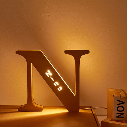 Personalised Wooden Letter Lamp Custom Name Alphabet Night Lights 19CM