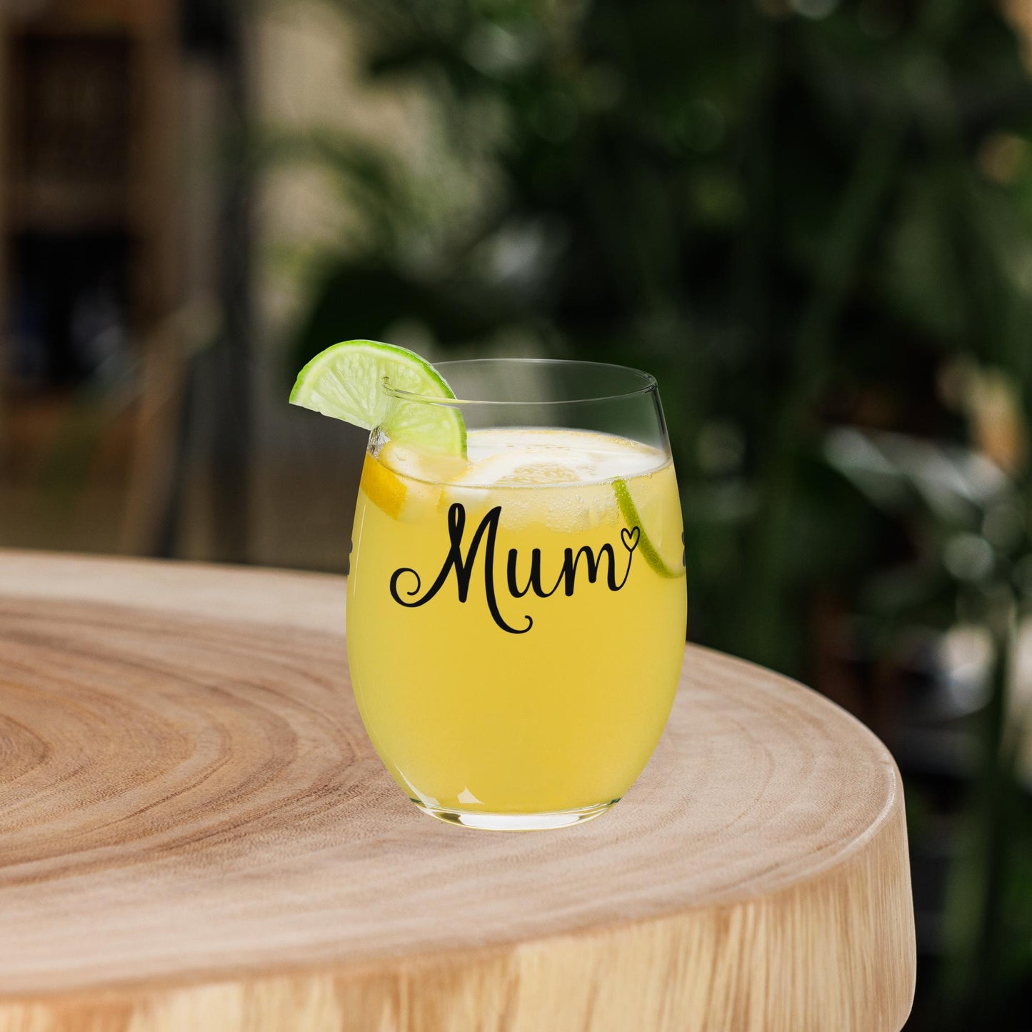 Mum Stemless wine glass